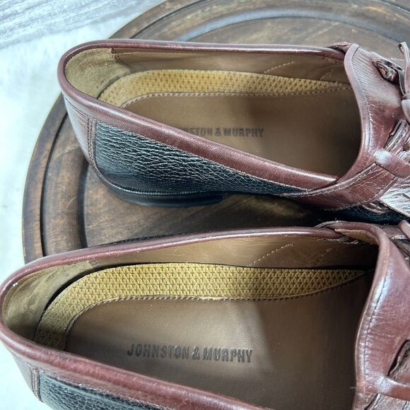 Johnston Murphy Black Cherry Brown Tassel Loafers Slip On Shoes Size 8W